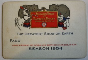 rbbb annual pass 1944 This annual pass for the 1944 season is engraved on heavy cardstock. It was not limited to date or location. The back says to notify the Office Wagon which performance you wish to attend, so that reservation can be made. Value $10-15.
