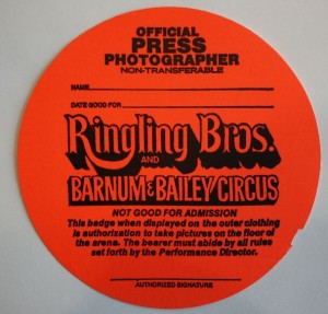 rbbb photographer1 In more recent years, newspaper photographers and television video crews were given passes like these to shoot photos and video on the arena floor. The round pass was a sticker.