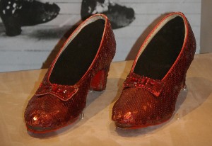 ruby slippers A pair of the ruby slippers worn by Judy Garland in “The Wizard of Oz.”