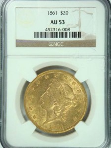 1861 $20 Liberty Gold Double Eagle