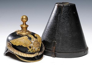 Garde Artillery Officer's Spiked Helmet In Original Hat Case