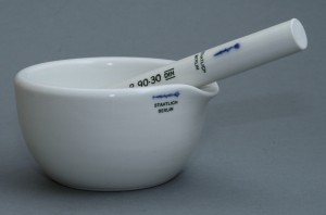 First piece, German mortar and pestle, KPM manufacturer, 20thC