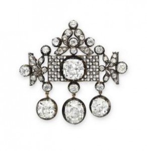 old mine-cut diamond brooch