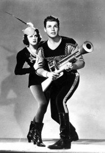 Buster Crabbe and Carol Hughes as Flash Gordon and Dale Arden.