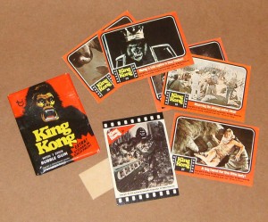 A set of trading cards for the 1976's “King Kong” was produced by the Topps Chewing Gum Company. Each pack came with cards,
