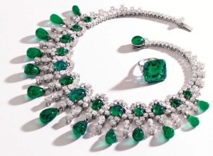 Emerald and Diamond Ring and Necklace