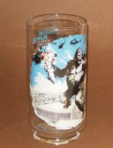 Now defunct restaurant Burger Chef issued a set of four drinking glasses for 1976's “King Kong.” The glasses can be bought