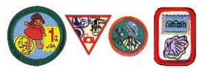girl scout collecting badge