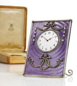 guilloché enamel desk clock