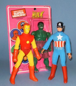 These Iron Man, Incredible Hulk and Captain America 8 inch figure were produced by Mego Corp. from 1973-79. Mego figures are no