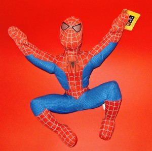 A Spider-Man 2 movie-release plush doll, manufactured by Toy Network in 2004.