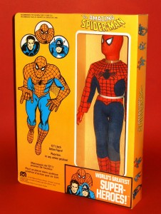 A twelve-inch Amazing Spider-Man figure released by Mego Corp. in 1977. The value for this Canadian-edition figure can range fr