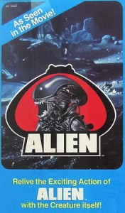 Packaging artwork for the original Alien figure released by Kenner in 1979. Poor sales of the toy resulted in a low production