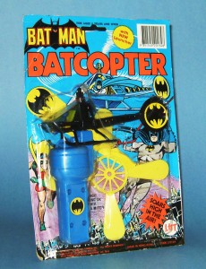 A Batman Batcopter, released by LHT (an Australian distributor of Azrak-Hamway Int. toys) in 1982. Value $25 - $35 approx.