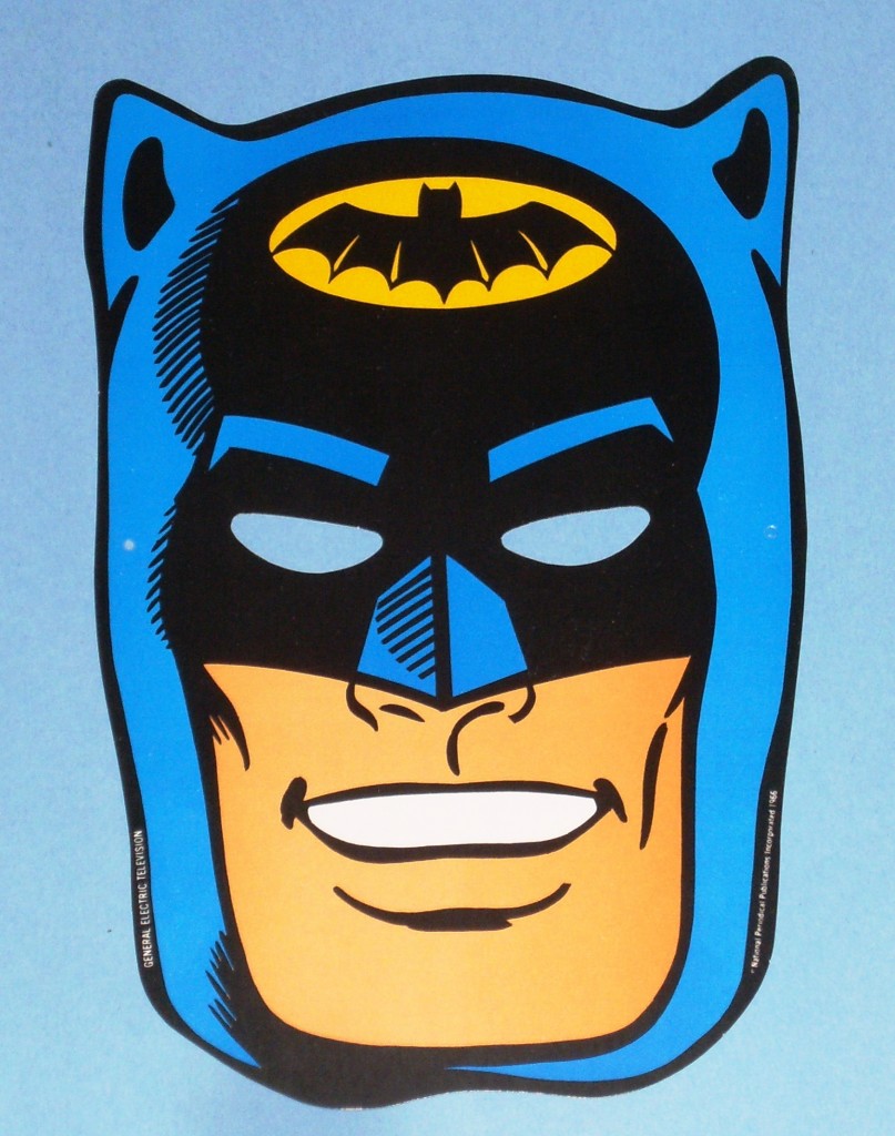 A Batman promo cardboard mask, given away by General Electric in 1966. A Robin mask is printed on the reversed side. Value $5 -