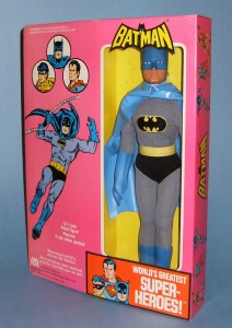 A twelve inch Batman figure (in Canadian-release packaging) released by Mego Corporation in 1976. Value $150 - $175 approx.