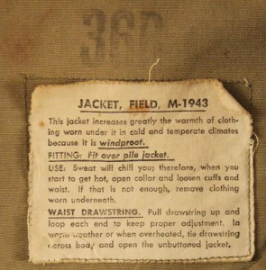 M1943 field jacket label