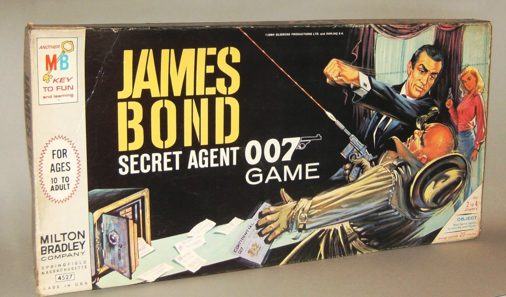 A James Bond Secret Agent 007 Game, released by Milton Bradley in 1964.Value - $20 to $30, depending on condition.