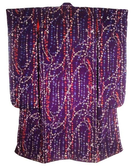 Purple Taisho Era Komon Furisode Hikizuri