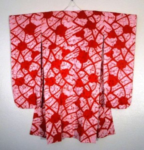 Red & White Shibori Furisode Juban