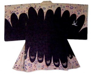 Taisho Era Art Deco Haori with Various Flowers, Charles Rennie Mackintosh Roses and Swallows
