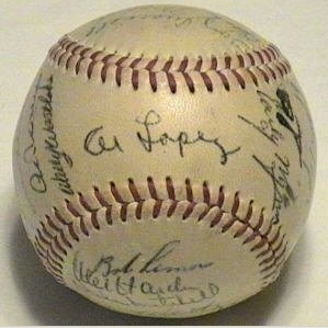 1954 Cleveland Indians ball