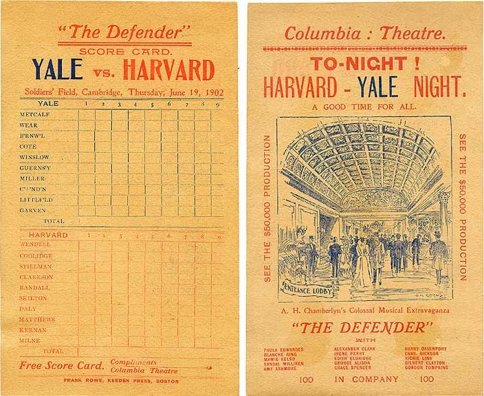 1902 Harvard vs Yale Scorecard