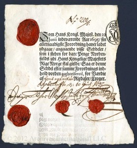 Lot 1043 Thor Mohlen 1695 Issued Banknote