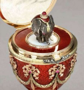 Russian jeweled gold guilloche Faberge style egg $32312