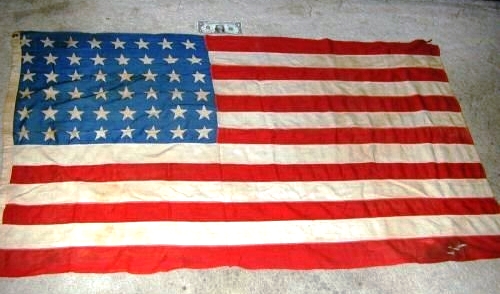 WWII US 48 star flag combat used 1st Infantry Division