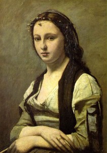 Corot painting 'Woman with a Pearl' in the Musee
