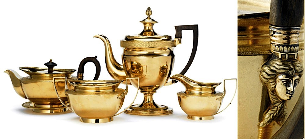 WE WE WC Silver Gilt Tea Set