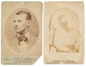 Cabinet card set of Outlaw Jesse James