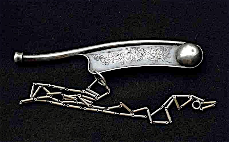 Chinese Export Silver bosun’s whistle,