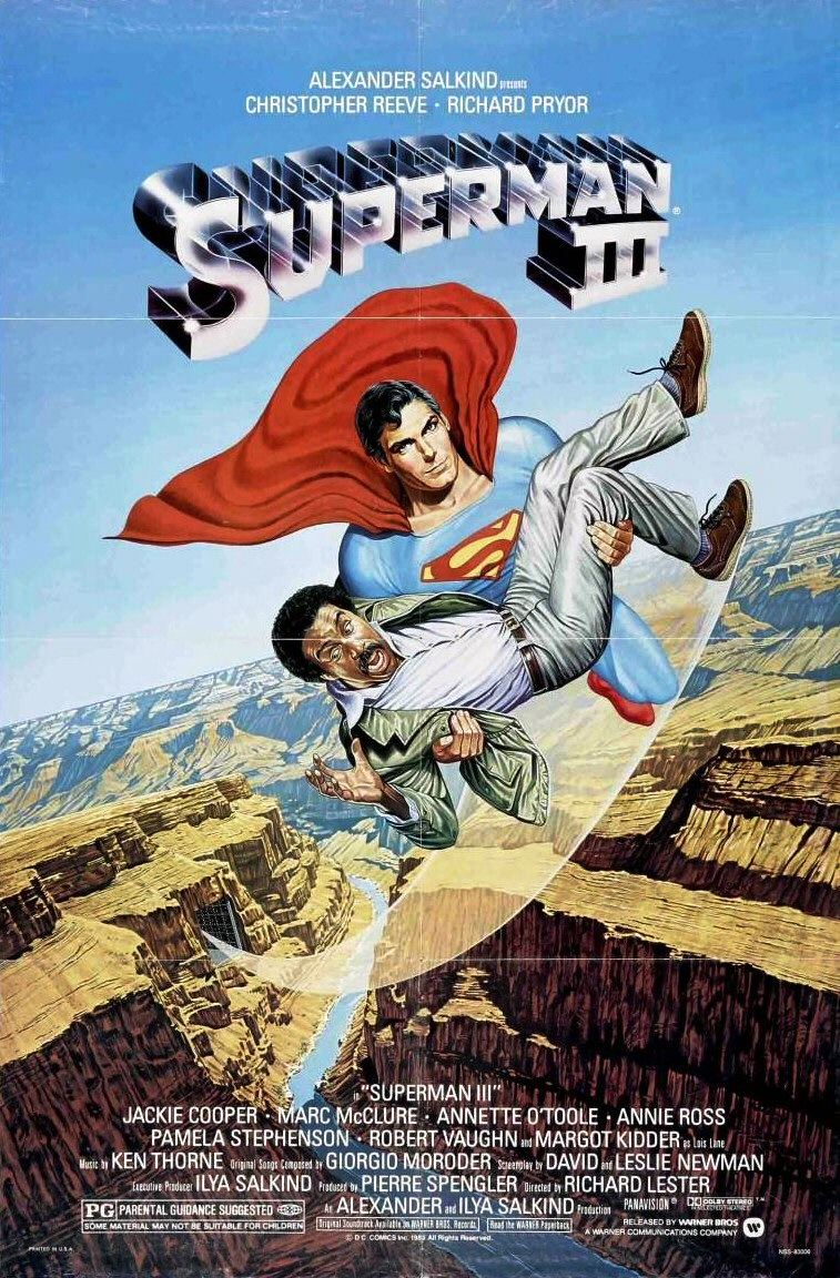 The poster from the 1983 “Superman III” movie, costarring Richard Pryor, who plays a computer programmer under duress.