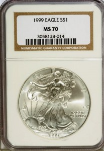 1999 US Silver Eagle graded NGC MS 70
