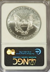 1999 US Silver Eagle graded NGC MS 70 reverse