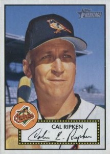 2001 Topps Heritage Card of Cal Ripken Using the 1952 Topps Design