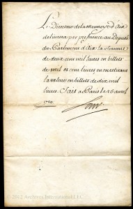 John Law letter
