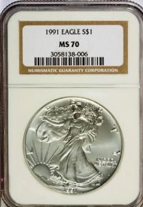NGC MS 70 1991 US Silver Eagle