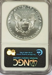 NGC MS 70 1991 US Silver Eagle reverse