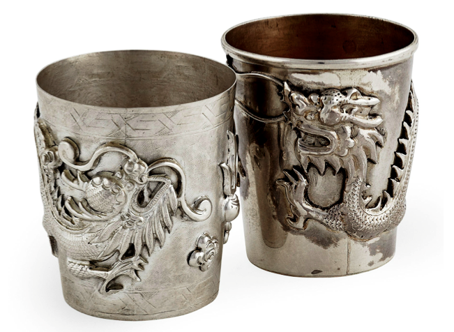 Chinese Export Silver Lao Tian Bao beakers