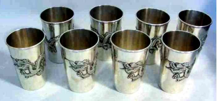 Chinese Export Silver set Wu Heng beakers