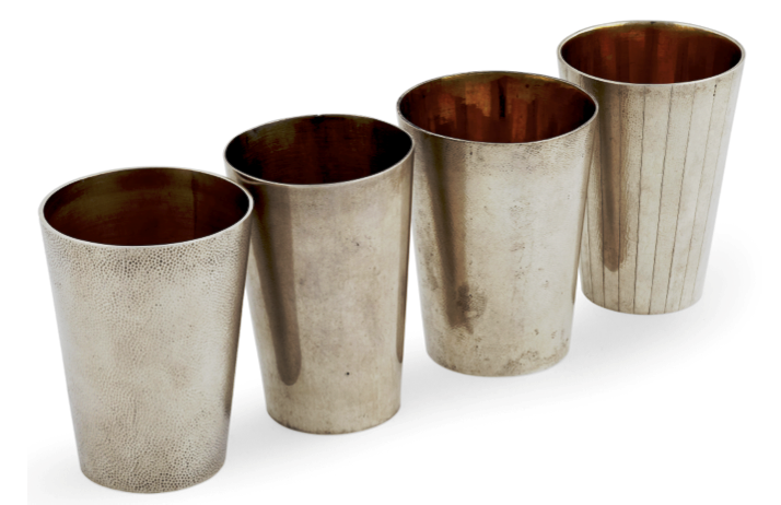 Chinese export Silver Zee Wo Beakers