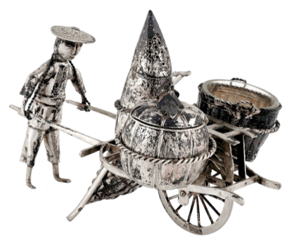 Chinese Export Silver 1900 C.J.Co. Novelty Cruet Set