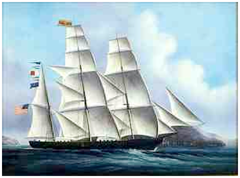 Chinese Export Silver 581 ton Clipper ship Houqua 1844