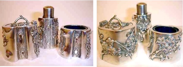 Chinese Export Silver Chi Cheong cruet set a
