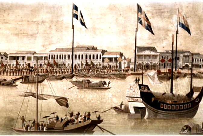 Chinese Export Silver View of Hoppo Returning in Canton