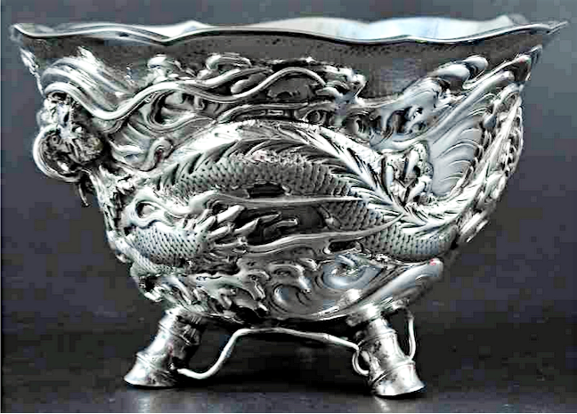 Chinese Export Silver bowl by Hui Xing 1860