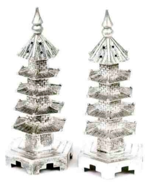 Chinese Export Silver pair of Wang Hing cruets